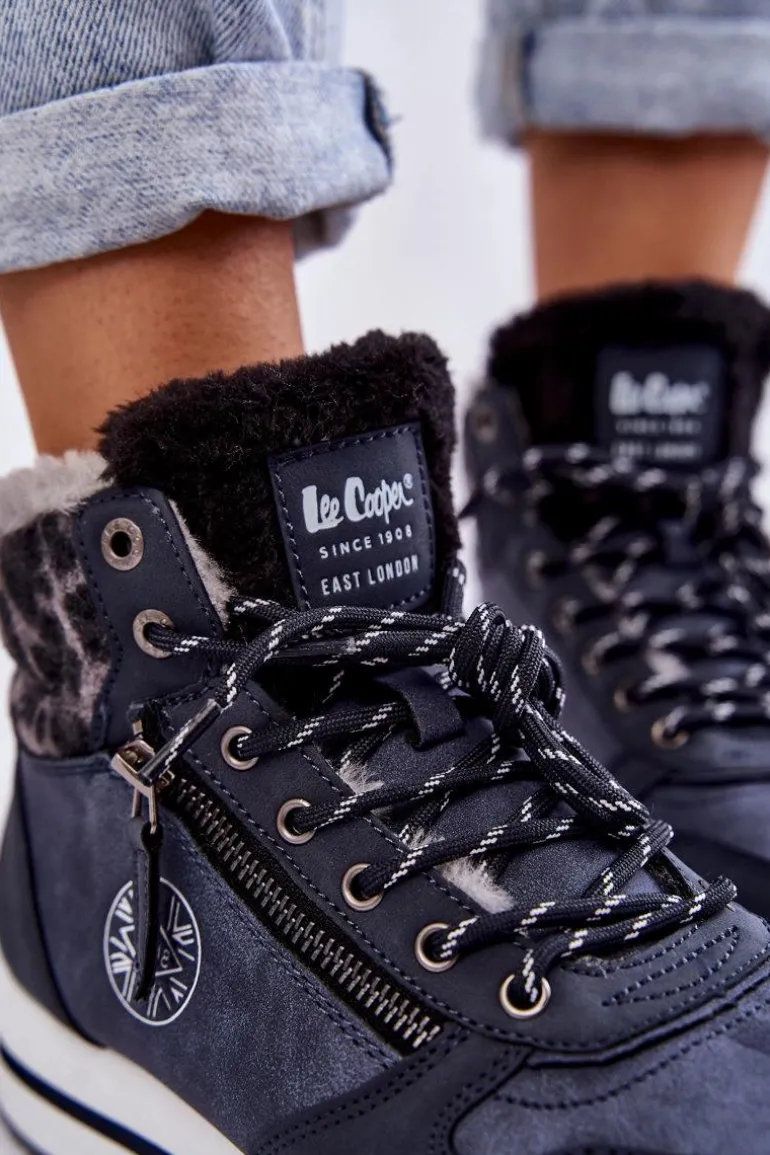 Damskie Botki Ocieplane Lee Cooper LCJ-22-31-1450 Granatowe