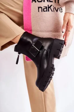 Damskie Botki Ocieplane Na Suwak Czarne Torey