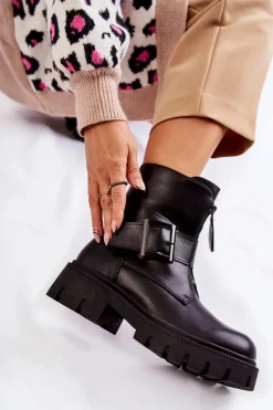 Damskie Botki Ocieplane Na Suwak Czarne Torey