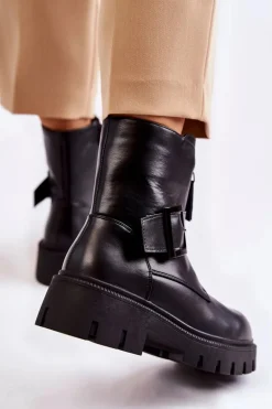 Damskie Botki Ocieplane Na Suwak Czarne Torey