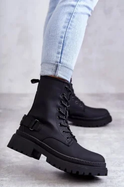 Damskie Botki Ocieplane Na Suwak Czarne Fabiola