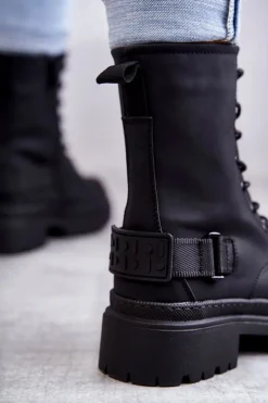 Damskie Botki Ocieplane Na Suwak Czarne Fabiola