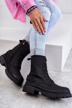 Damskie Botki Ocieplane Na Suwak Czarne Fabiola