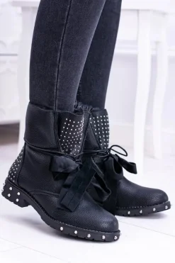 Damskie Botki Ocieplane Z Kolcami i Dżetami Neso