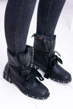 Damskie Botki Ocieplane Z Kolcami i Dżetami Neso