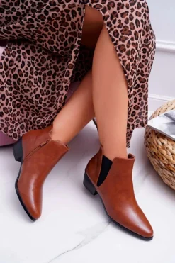 Damskie Botki Płaskie Camel Murino