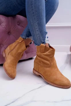 Damskie Botki Saszki Na Koturnie Camel Ellen