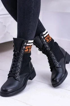 Damskie Botki Skarpetkowe Czarne Herse