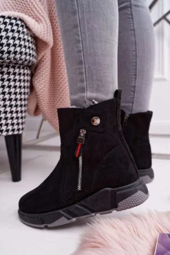 Damskie Botki Sportowe Ocieplane Czarny SJ1938 Nefera