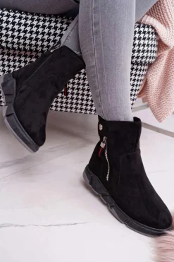 Damskie Botki Sportowe Ocieplane Czarny SJ1938 Nefera