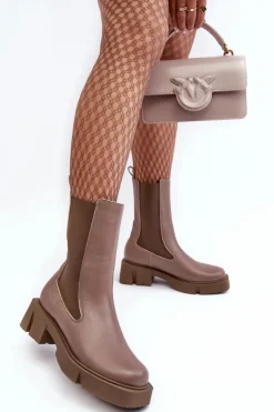 Damskie Botki Sztyblety 2693/230 Laura Messi Brązowe