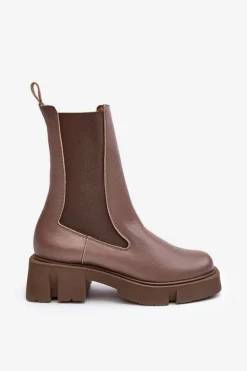 Damskie Botki Sztyblety 2693/230 Laura Messi Brązowe