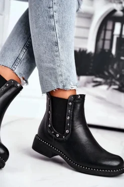 Damskie Botki Sztyblety Czarne Visible