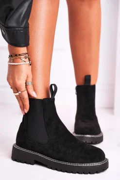 Damskie Botki Sztyblety Czarne Resist