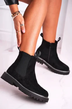 Damskie Botki Sztyblety Czarne Resist