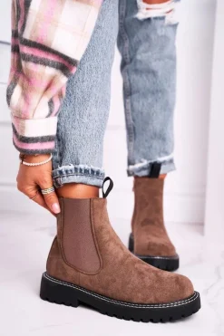 Damskie Botki Sztyblety Khaki Resist