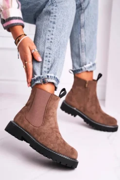 Damskie Botki Sztyblety Khaki Resist