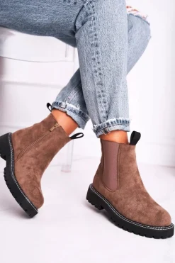 Damskie Botki Sztyblety Khaki Resist