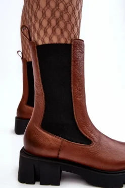 Damskie Botki Sztyblety Laura Messi 2693/229 Brązowe