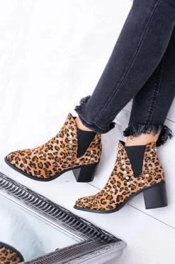 Damskie Botki Sztyblety W Panterkę Na Słupku Nity Savage