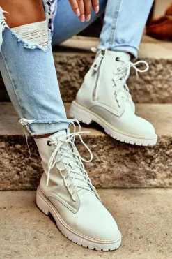 Damskie Botki Trapery Big Star Białe GG274597