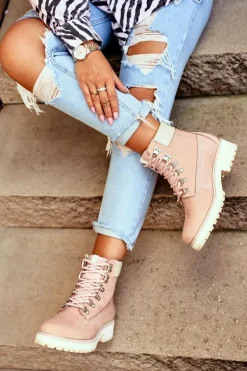 Damskie Botki Trapery Big Star Pastelowe Różowe EE274034