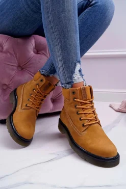 Damskie Botki Trapery Big Star Camel EE274013