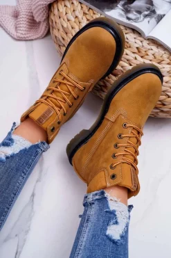 Damskie Botki Trapery Big Star Camel EE274013