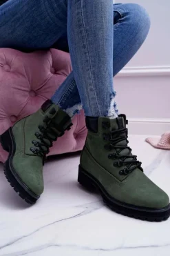 Damskie Botki Trapery Big Star Zielone EE274031