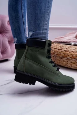 Damskie Botki Trapery Big Star Zielone EE274031