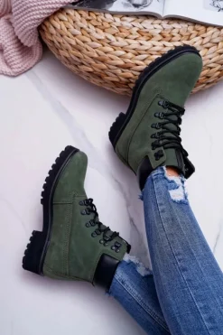 Damskie Botki Trapery Big Star Zielone EE274031