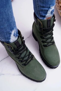 Damskie Botki Trapery Big Star Zielone EE274031