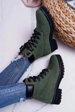 Damskie Botki Trapery Big Star Zielone EE274031