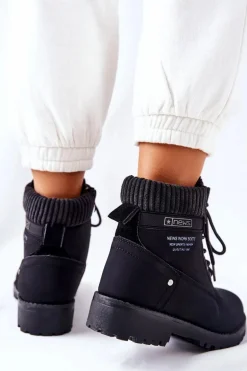 Damskie Botki Trapery Czarne Grunders