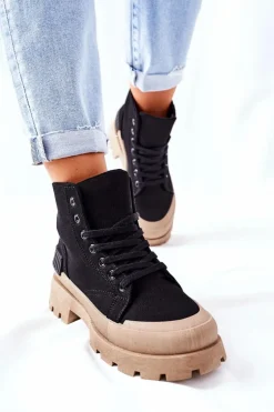 Damskie Botki Trapery Czarne Any One