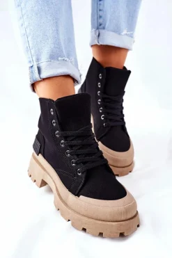 Damskie Botki Trapery Czarne Any One