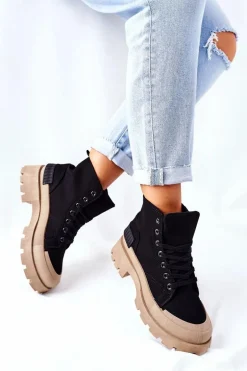 Damskie Botki Trapery Czarne Any One