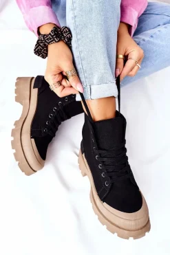 Damskie Botki Trapery Czarne Any One