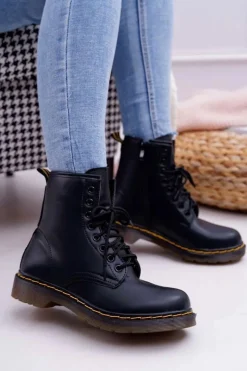 Damskie Botki Trapery Glany Czarne Gangsta