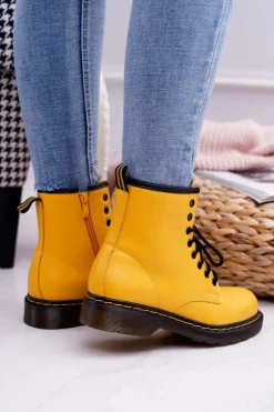 Damskie Botki Trapery Glany Żółte Gangsta