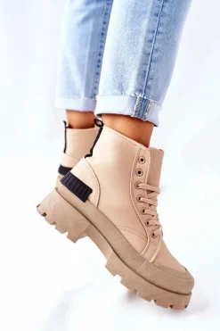 Damskie Botki Trapery Khaki Any One