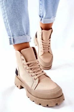 Damskie Botki Trapery Khaki Any One