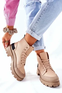 Damskie Botki Trapery Khaki Any One