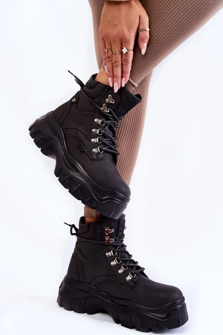 Damskie Botki Trapery Memory Foam Big Star KK274368 Czarne