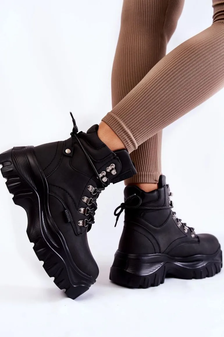 Damskie Botki Trapery Memory Foam Big Star KK274368 Czarne