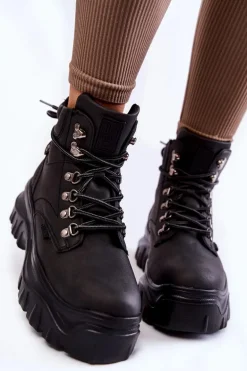 Damskie Botki Trapery Memory Foam Big Star KK274368 Czarne