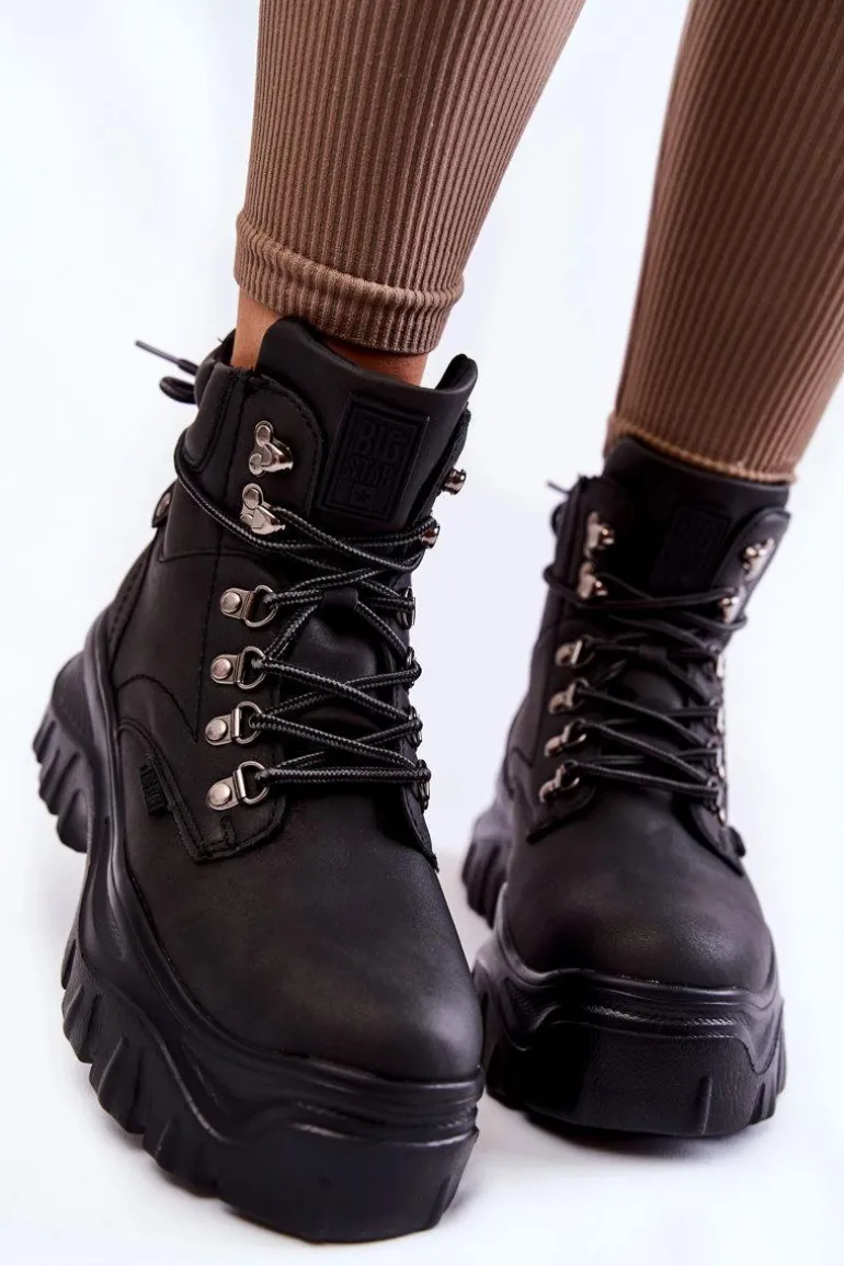 Damskie Botki Trapery Memory Foam Big Star KK274368 Czarne