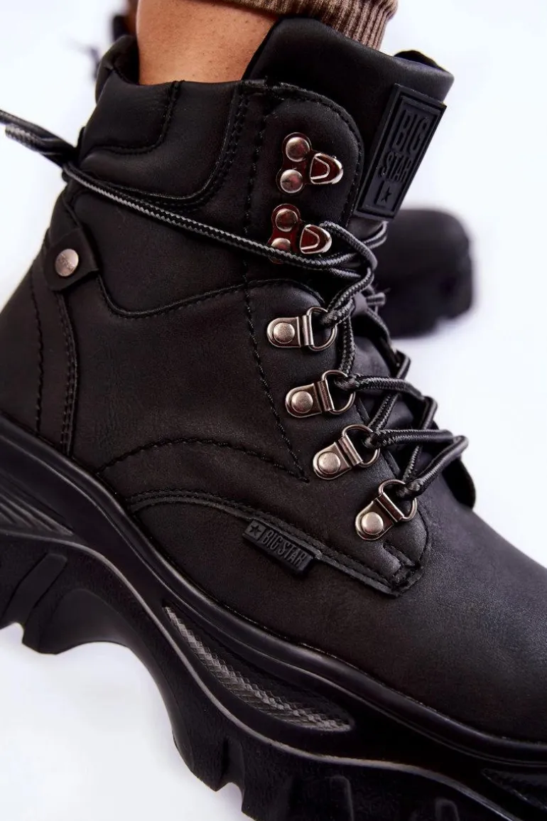 Damskie Botki Trapery Memory Foam Big Star KK274368 Czarne