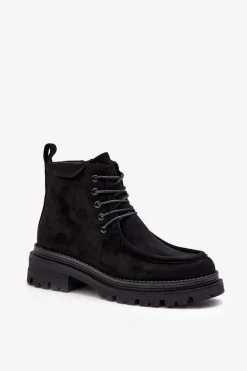 Damskie Botki Trapery Na Suwak Czarne Apolosi