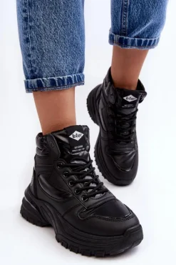 Damskie Botki Trapery Na Grubej Podeszwie Lee Cooper LCJ-23-44-1973L Czarne